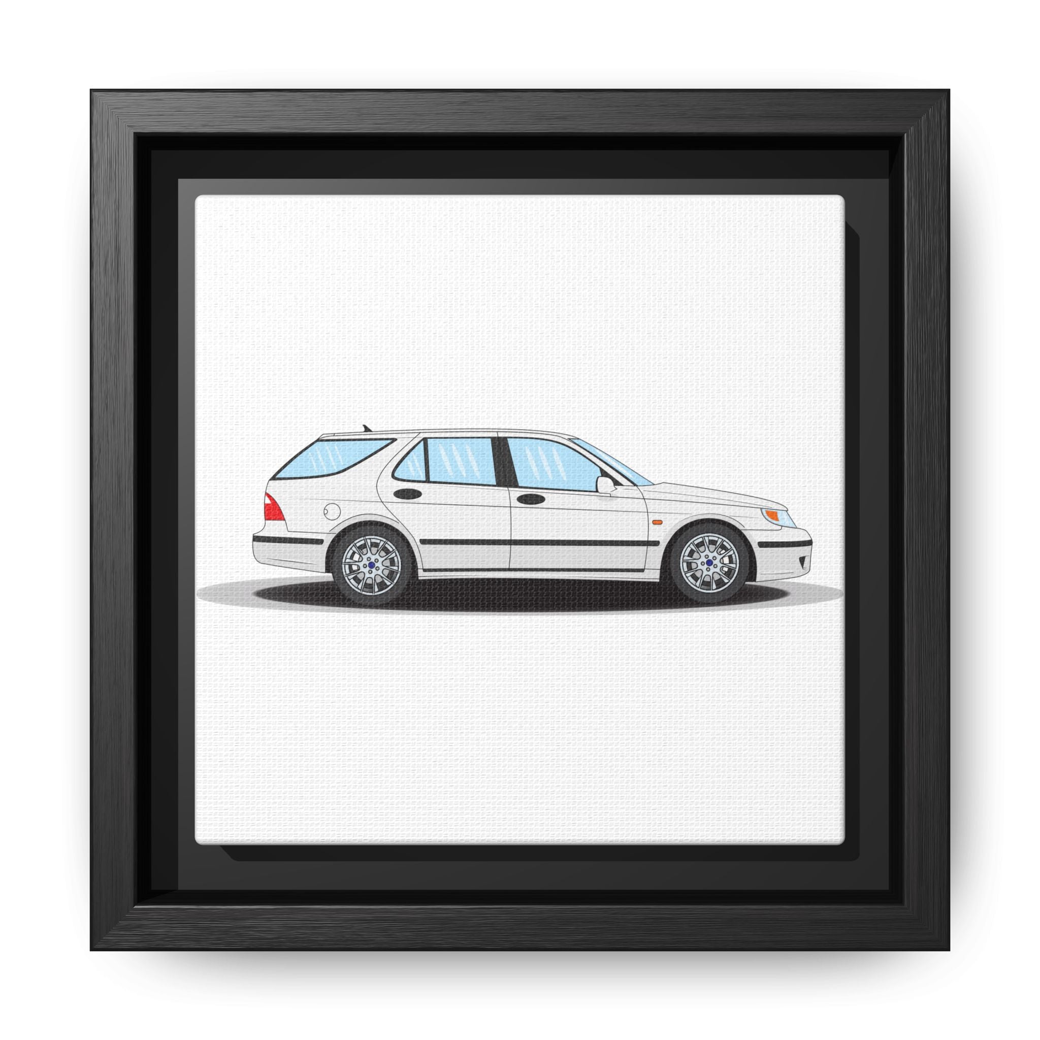 Saab 9-5 OG Aero Wagon Artic White Art Print — Framed Matte Canvas Wall Decor