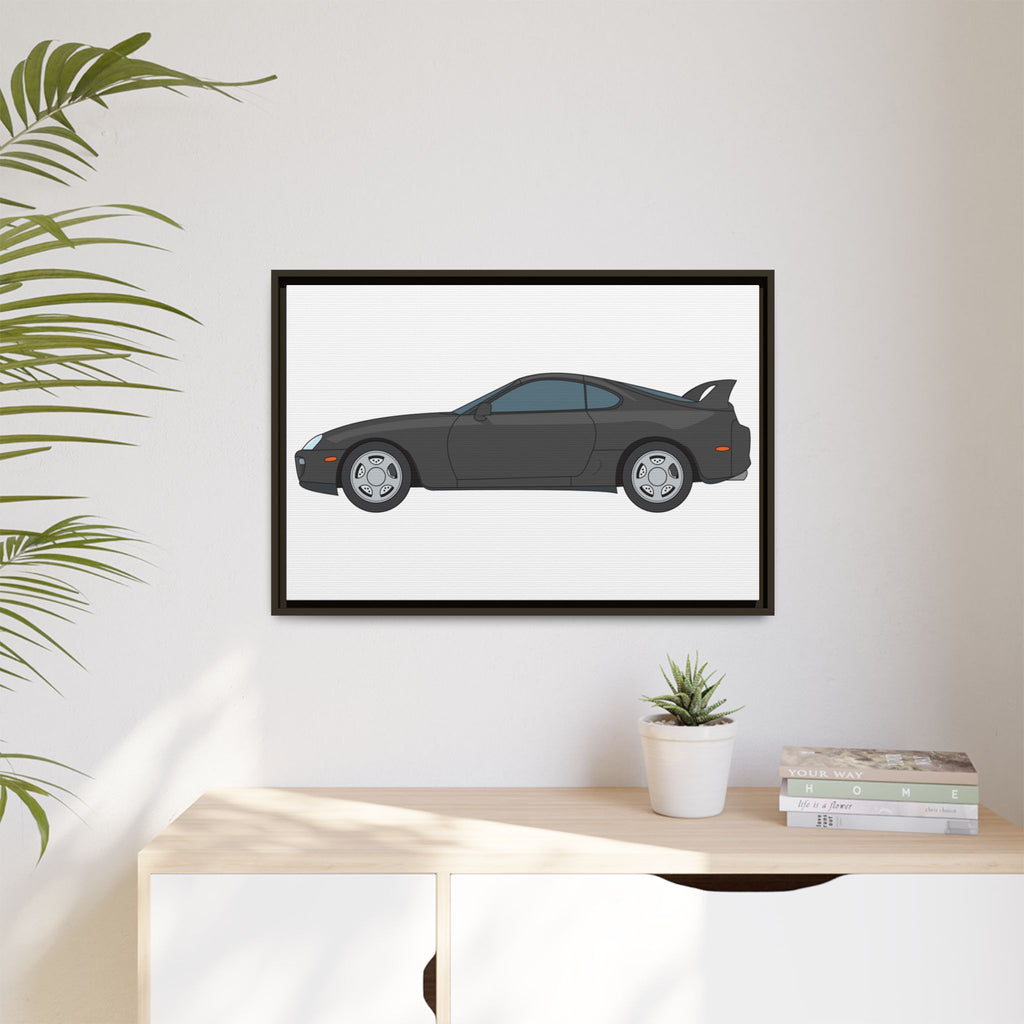 Toyota Supra MK4 Anthracite Art Print — Framed Matte Canvas Wall Decor