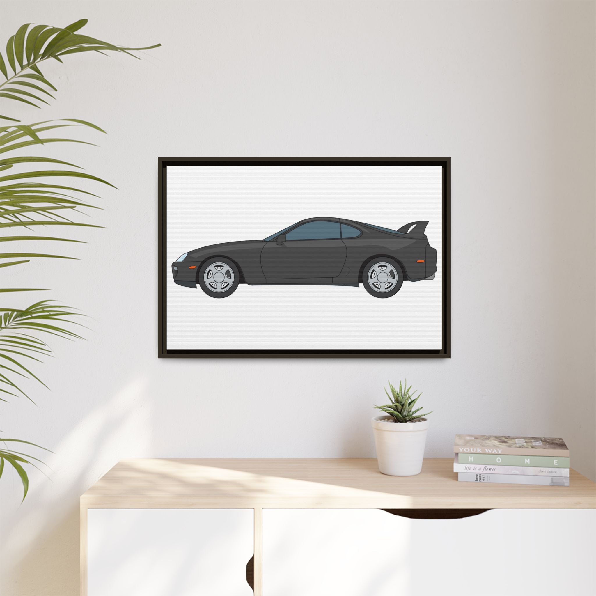 Toyota Supra MK4 Anthracite Art Print — Framed Matte Canvas Wall Decor