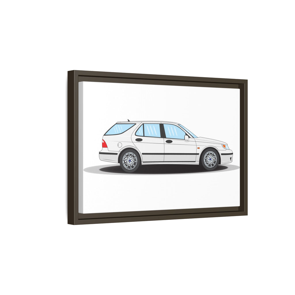 Saab 9-5 OG Aero Wagon Artic White Art Print — Framed Matte Canvas Wall Decor