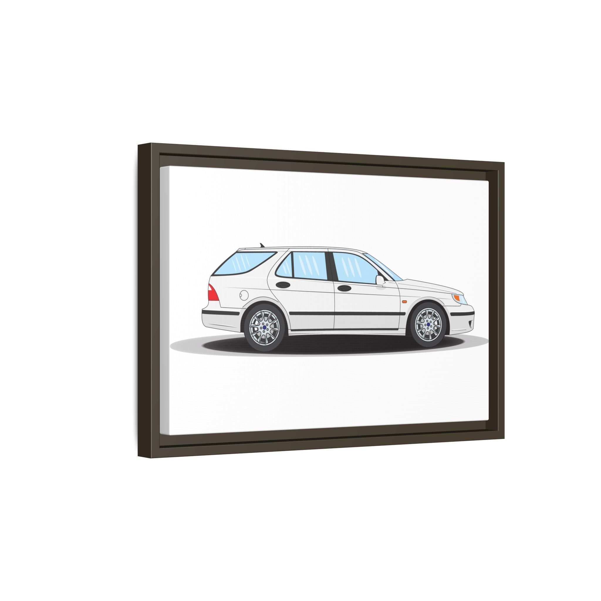 Saab 9-5 OG Aero Wagon Artic White Art Print — Framed Matte Canvas Wall Decor