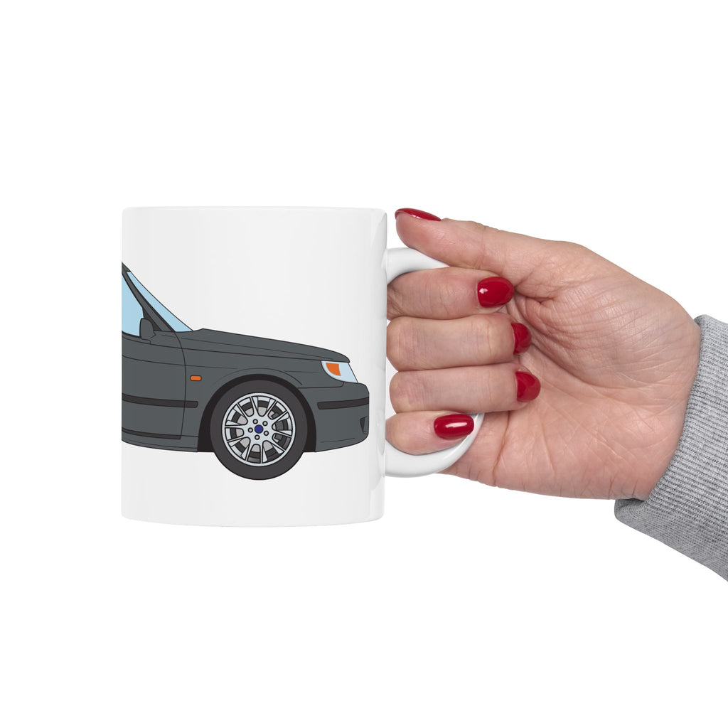 Saab 9-5 OG Aero Wagon Steel Grey — Ceramic Mug — Coffee Cup (11oz & 15oz)