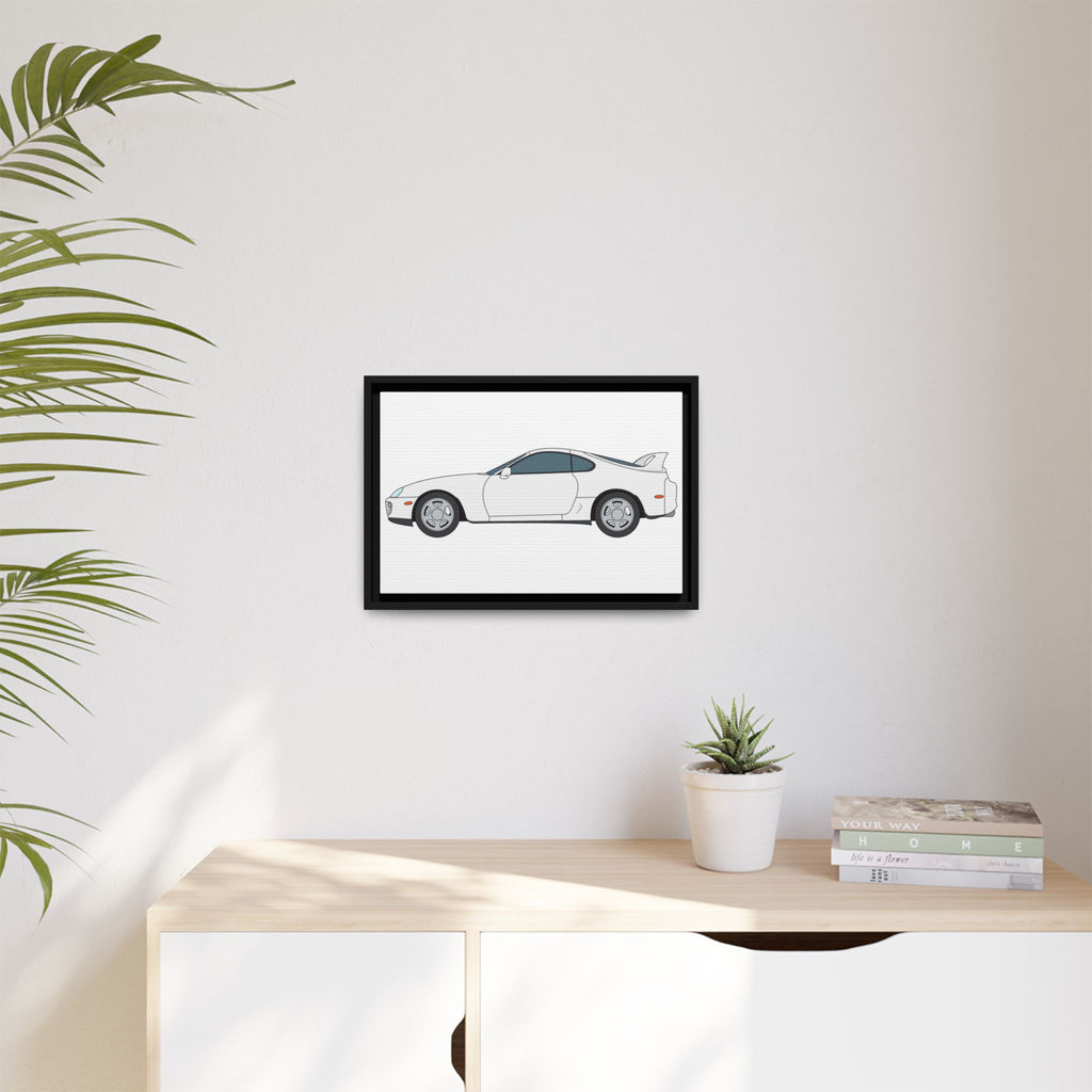 Toyota Supra MK4 Super White ll Art Print — Framed Matte Canvas Wall Decor