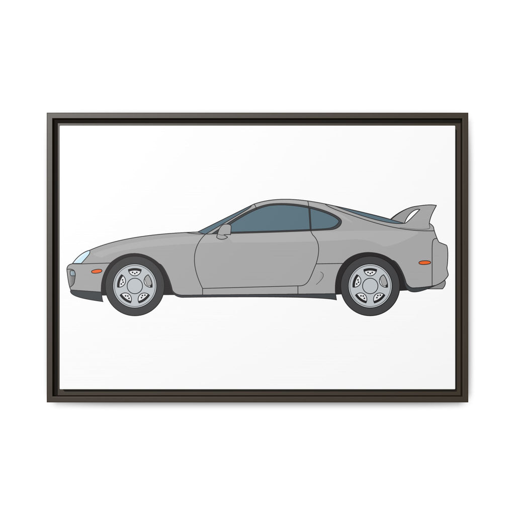 Toyota Supra MK4 Silver Metallic Art Print — Framed Matte Canvas Wall Decor
