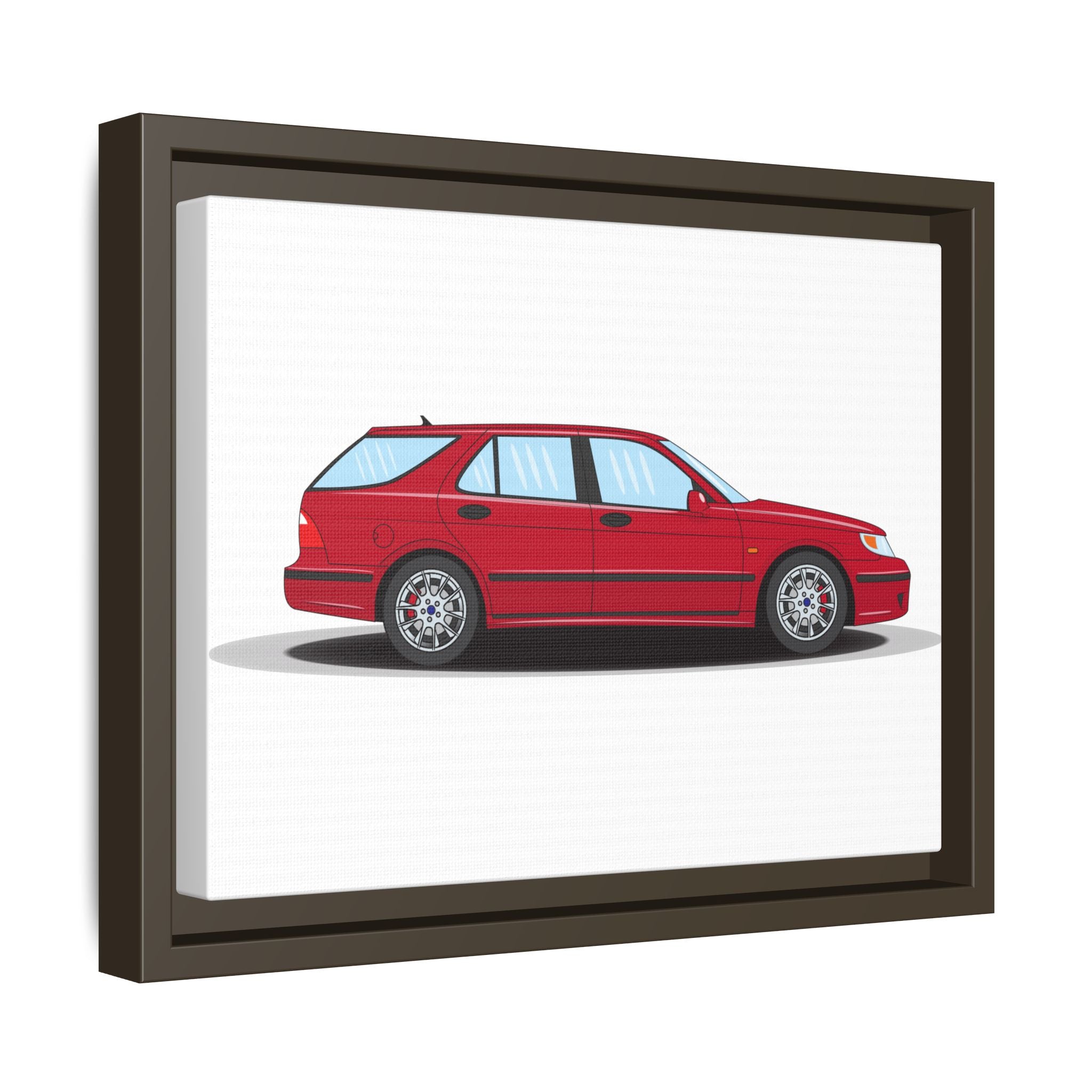 Saab 9-5 OG Aero Wagon Laser Red Art Print — Framed Matte Canvas Wall Decor