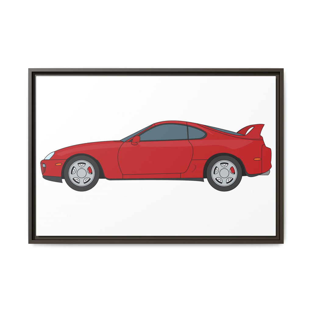 Toyota Supra MK4 Super Red ll Art Print — Framed Matte Canvas Wall Decor