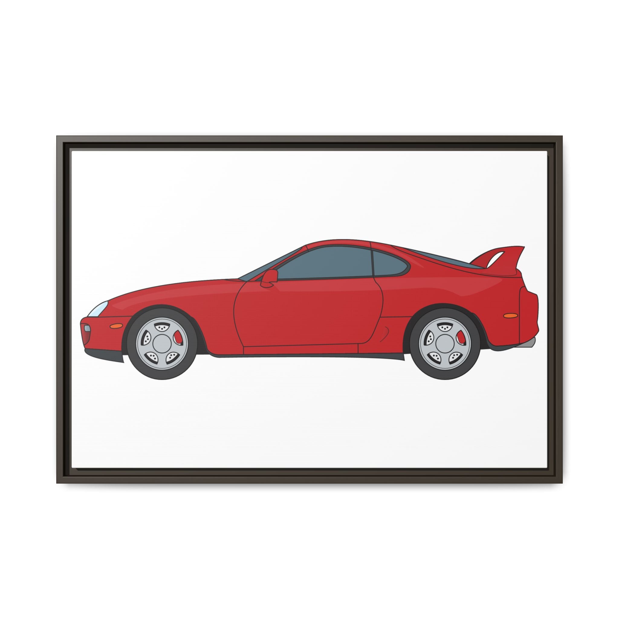 Toyota Supra MK4 Super Red ll Art Print — Framed Matte Canvas Wall Decor