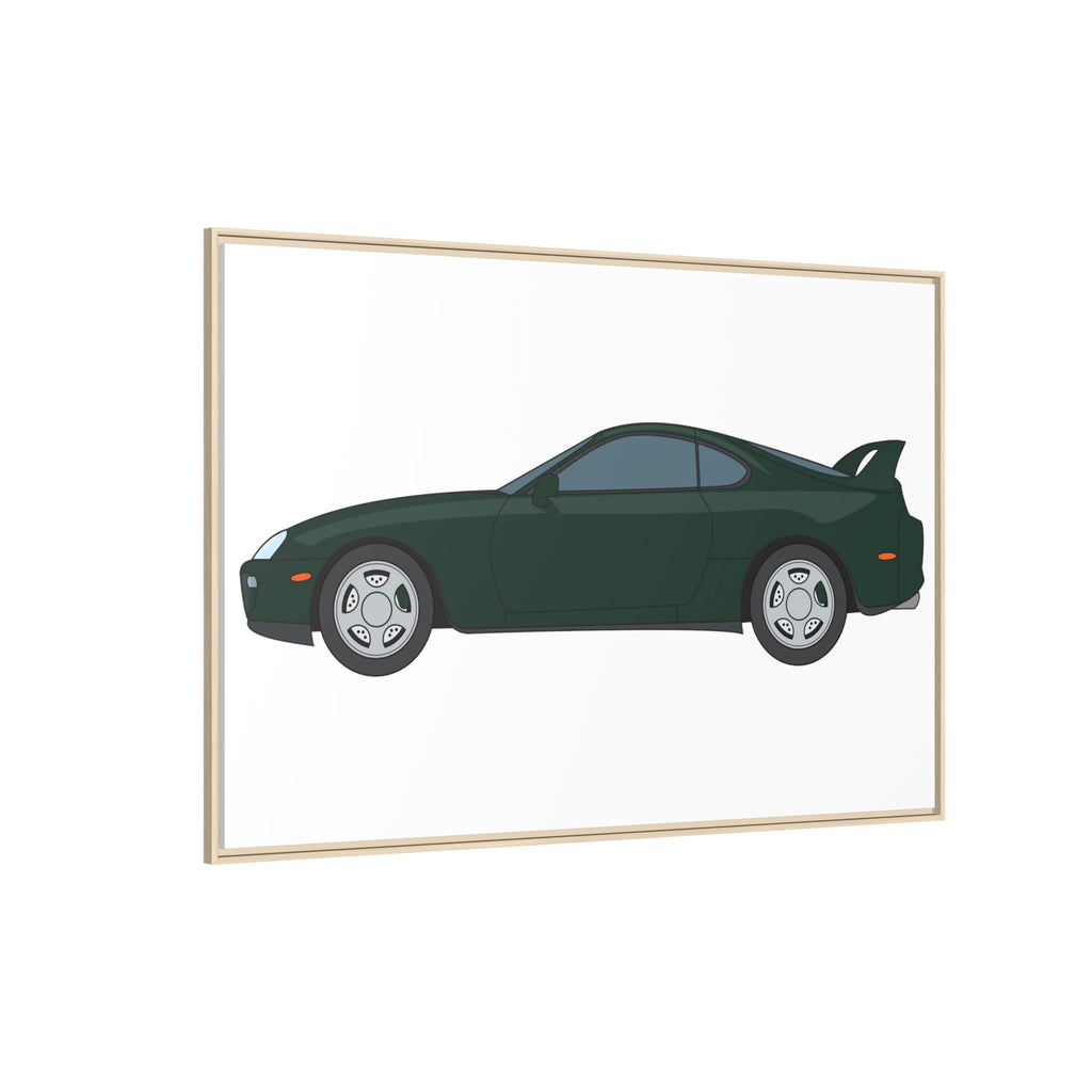 Toyota Supra MK4 Dark Green Mica Art Print — Framed Matte Canvas Wall Decor