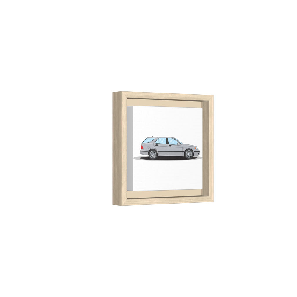 Saab 9-5 OG Aero Wagon Silver Metallic Art Print — Framed Matte Canvas Wall Decor