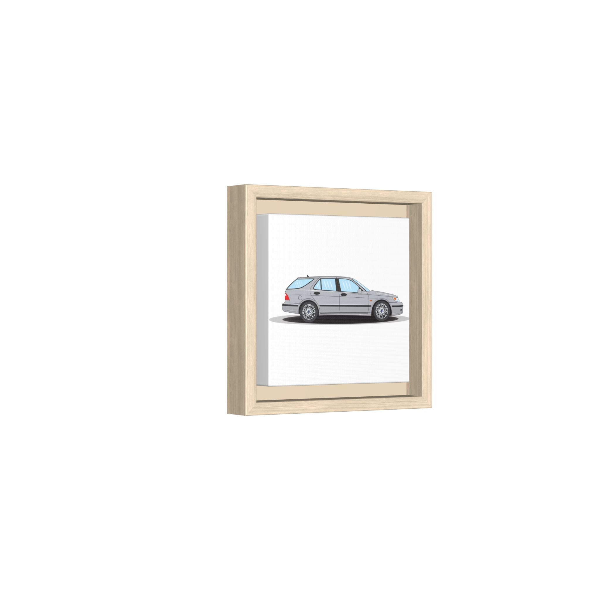 Saab 9-5 OG Aero Wagon Silver Metallic Art Print — Framed Matte Canvas Wall Decor