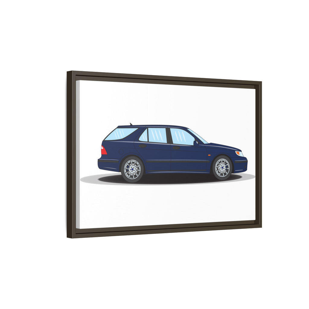 Saab 9-5 OG Aero Wagon Midnight Blue Art Print — Framed Matte Canvas Wall Decor