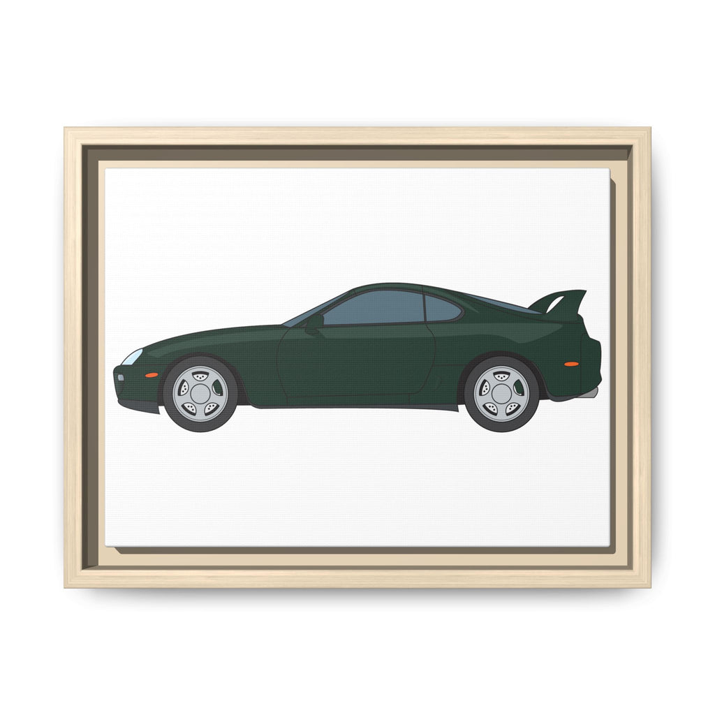 Toyota Supra MK4 Dark Green Mica Art Print — Framed Matte Canvas Wall Decor