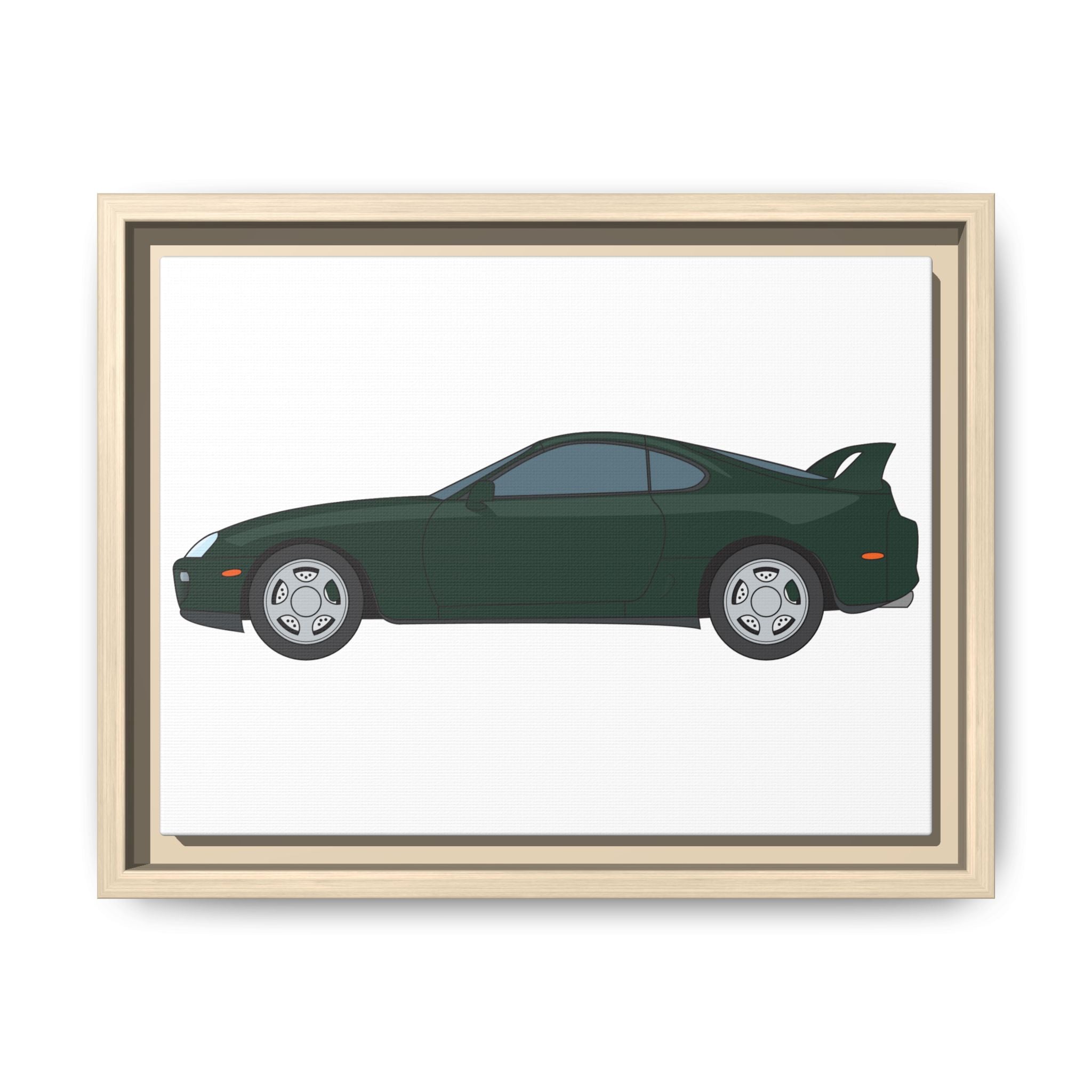 Toyota Supra MK4 Dark Green Mica Art Print — Framed Matte Canvas Wall Decor