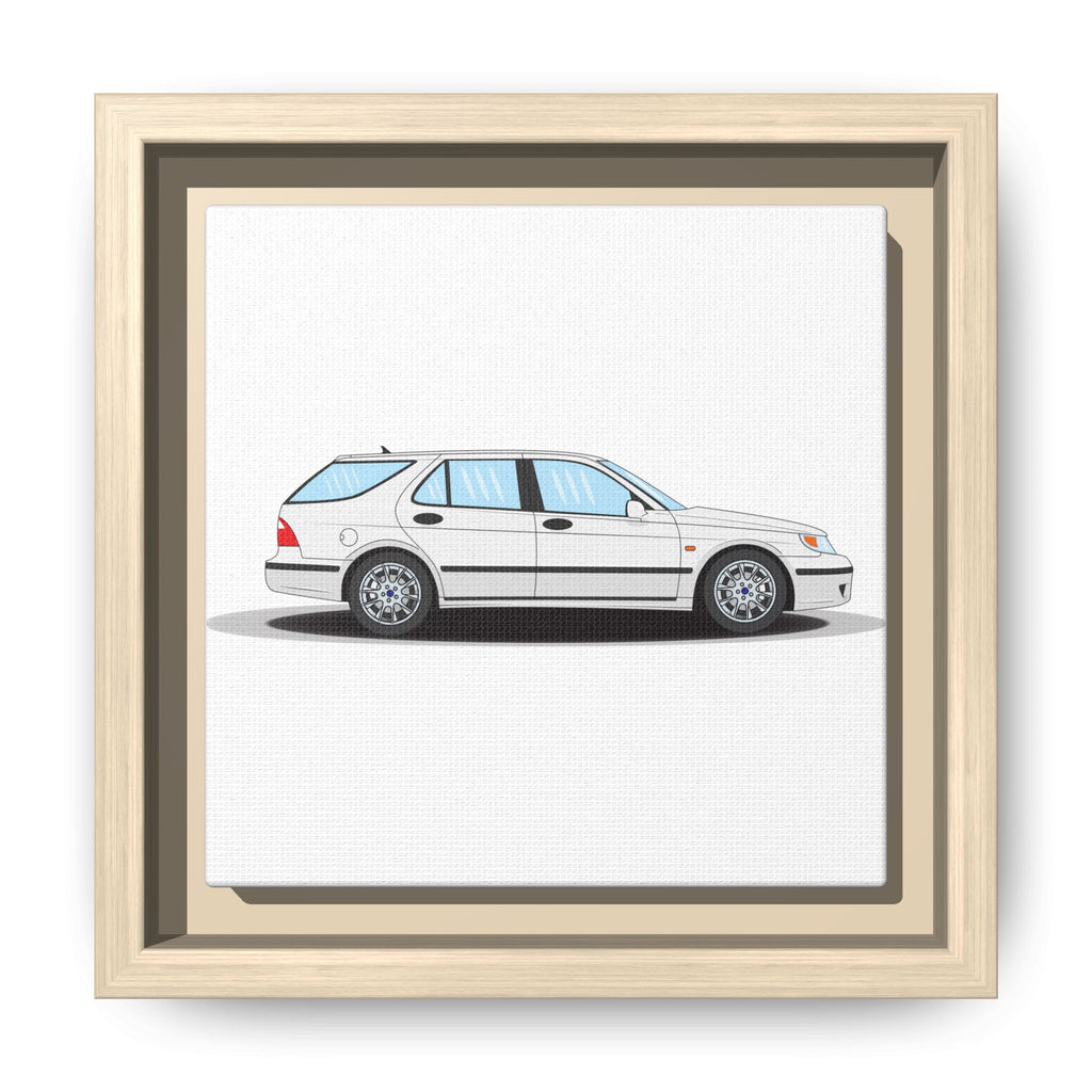 Saab 9-5 OG Aero Wagon Artic White Art Print — Framed Matte Canvas Wall Decor