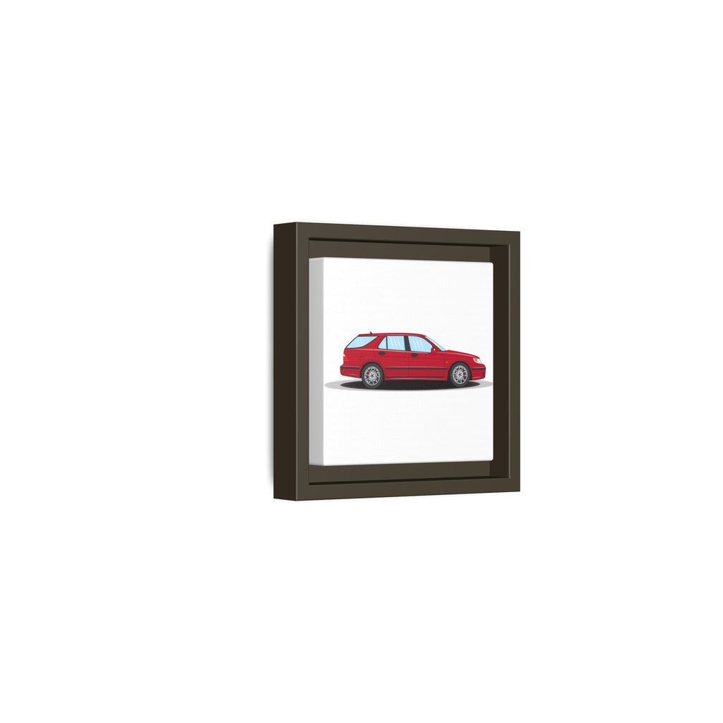 Saab 9-5 OG Aero Wagon Laser Red Art Print — Framed Matte Canvas Wall Decor