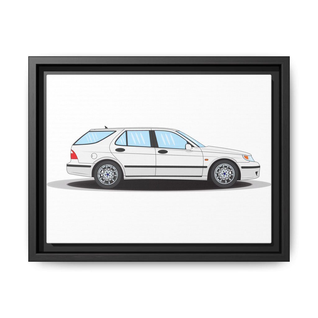 Saab 9-5 OG Aero Wagon Artic White Art Print — Framed Matte Canvas Wall Decor