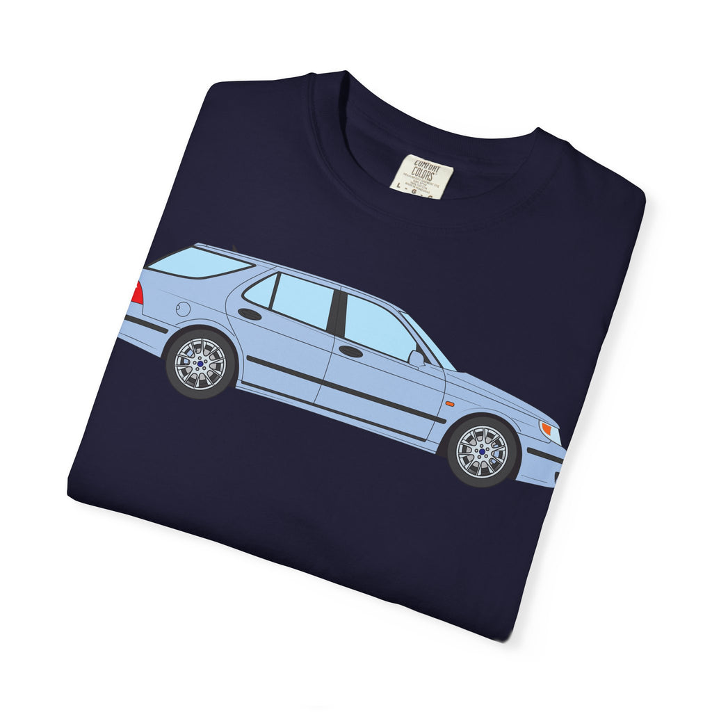 Saab 9-5 OG Aero Wagon Ice Blue  — T-Shirt — Retro Car Graphic Tee