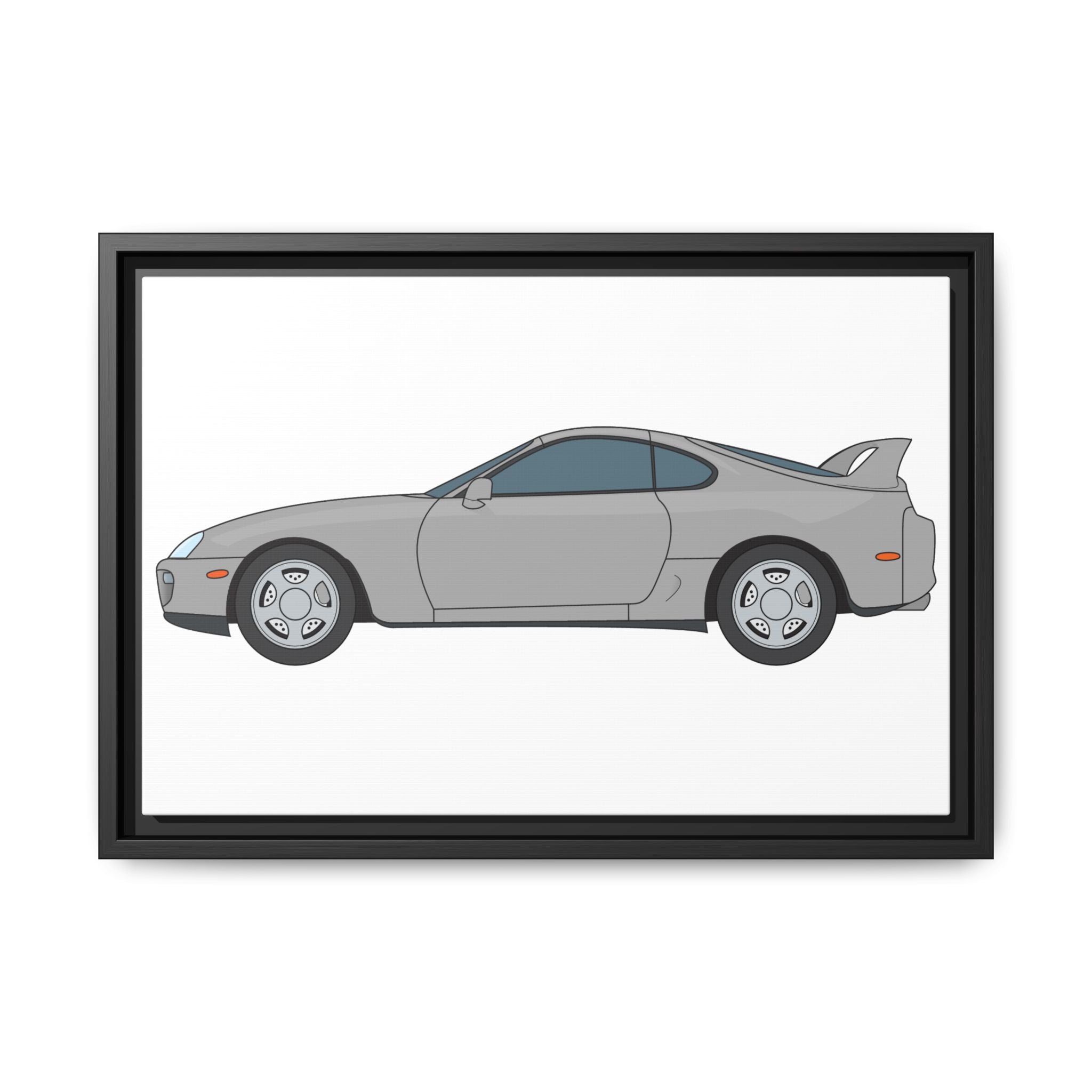 Toyota Supra MK4 Silver Metallic Art Print — Framed Matte Canvas Wall Decor