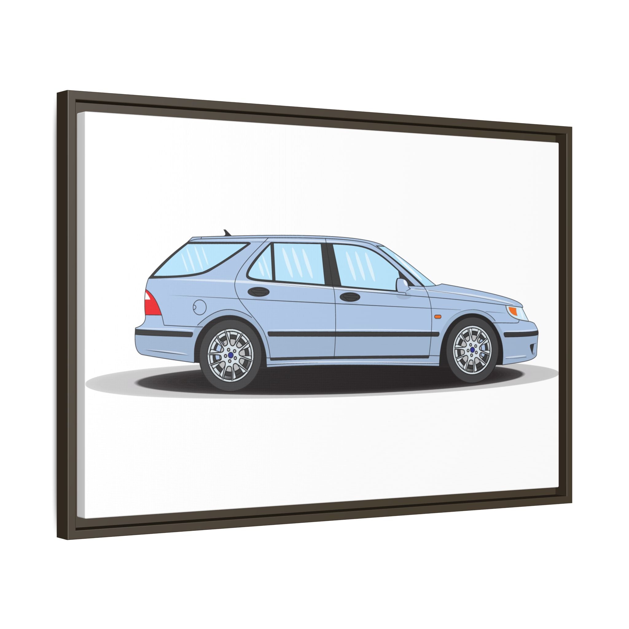 Saab 9-5 OG Aero Wagon Ice Blue Art Print — Framed Matte Canvas Wall Decor