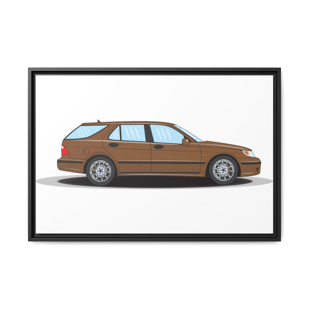 Saab 9-5 OG Aero Wagon Hazelnut Metallic Art Print — Framed Matte Canvas Wall Decor