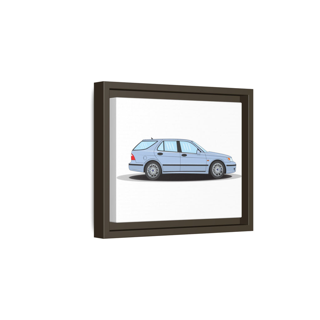 Saab 9-5 OG Aero Wagon Ice Blue Art Print — Framed Matte Canvas Wall Decor