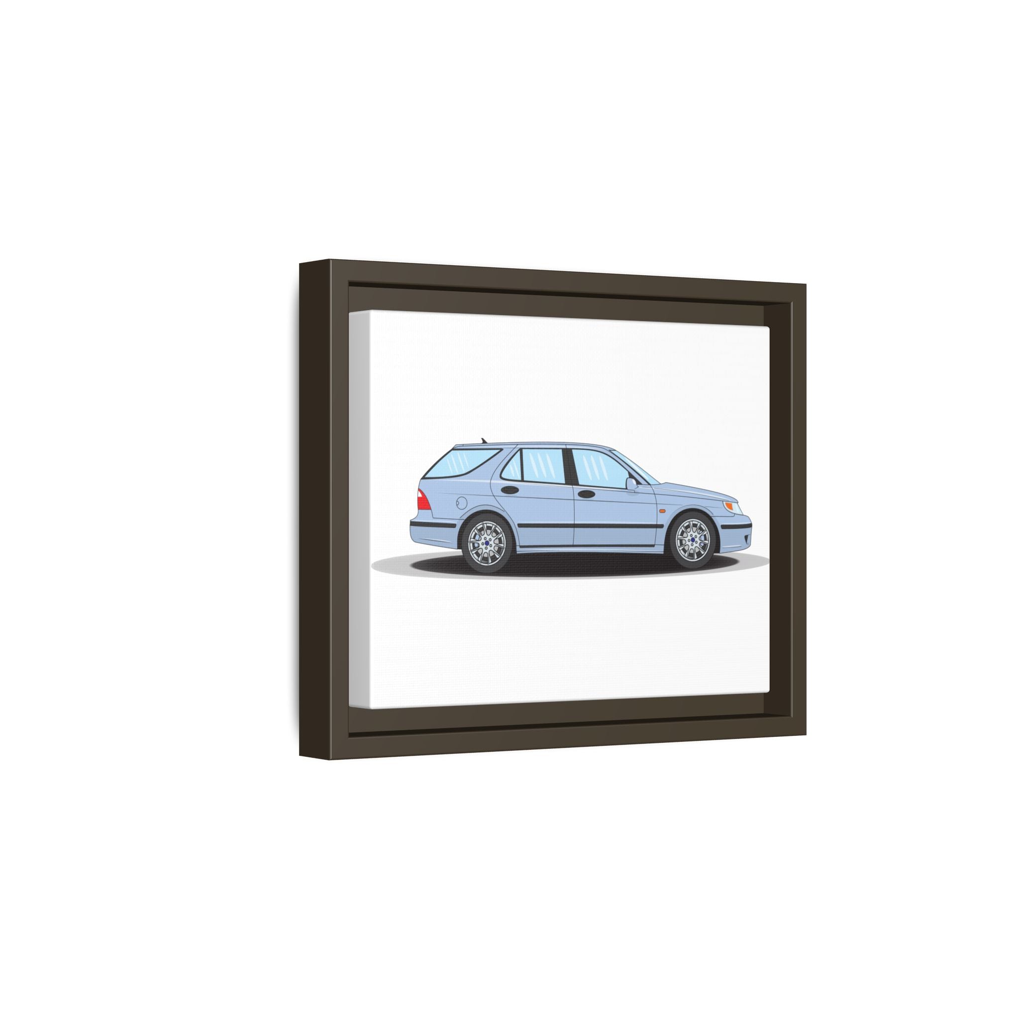 Saab 9-5 OG Aero Wagon Ice Blue Art Print — Framed Matte Canvas Wall Decor