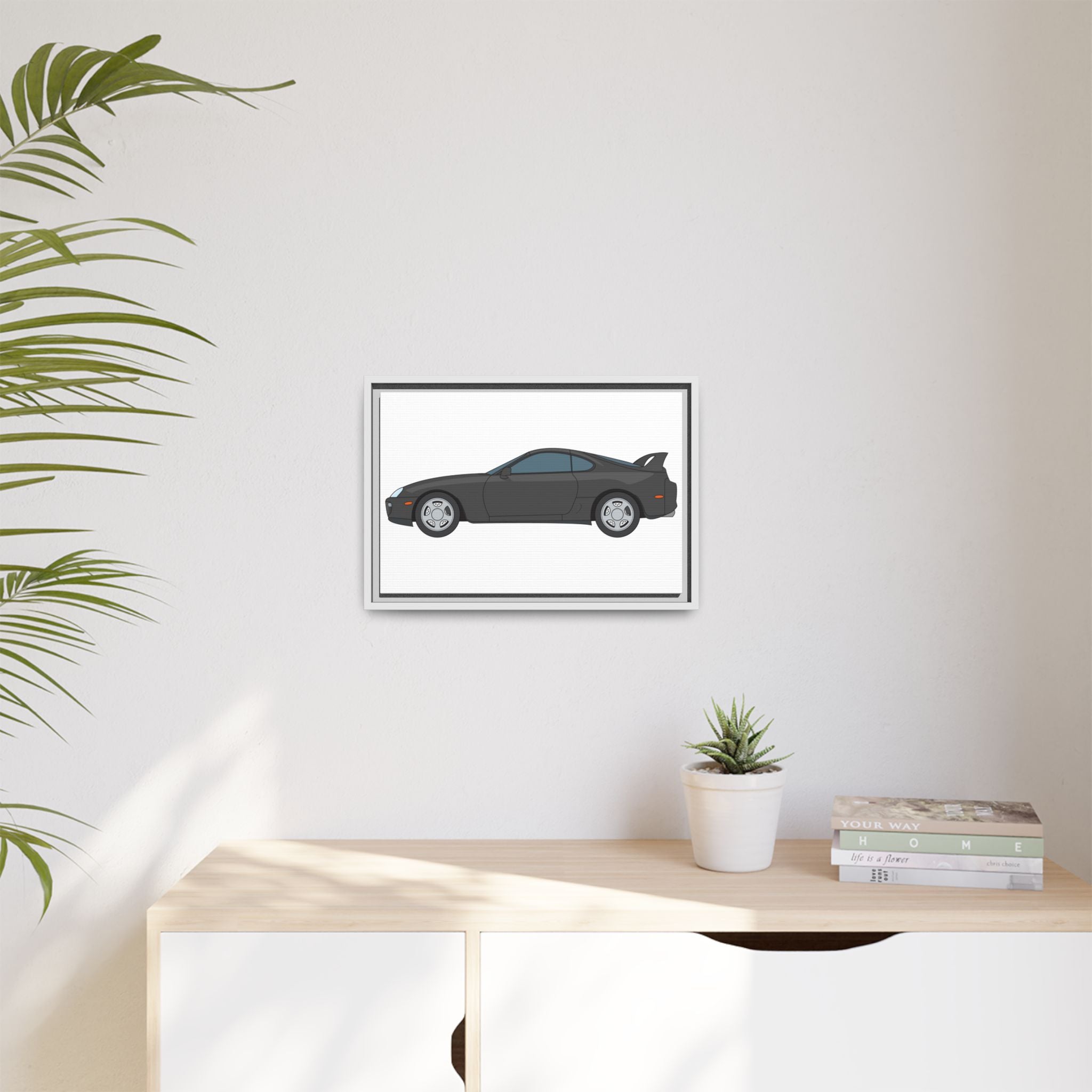 Toyota Supra MK4 Anthracite Art Print — Framed Matte Canvas Wall Decor
