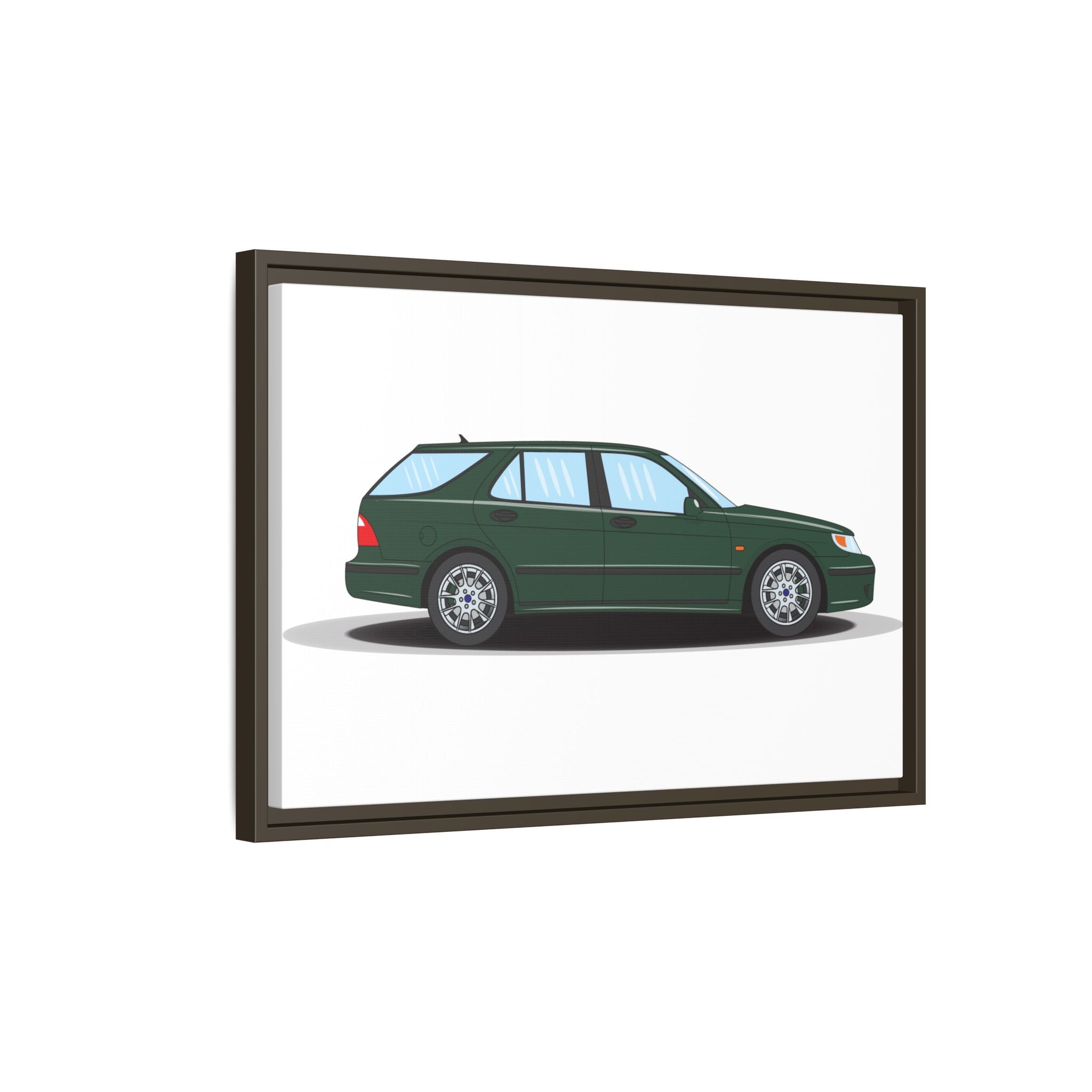 Saab 9-5 OG Aero Wagon Scarabe Green Art Print — Framed Matte Canvas Wall Decor