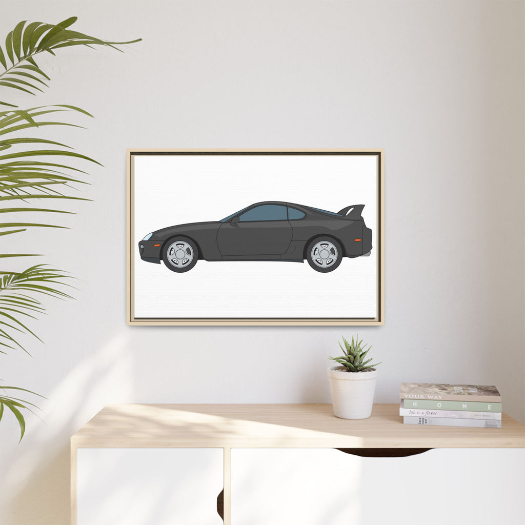Toyota Supra MK4 Anthracite Art Print — Framed Matte Canvas Wall Decor
