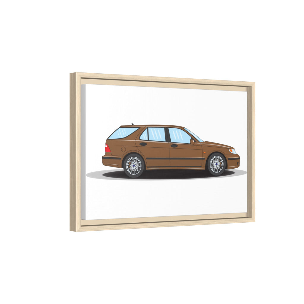 Saab 9-5 OG Aero Wagon Hazelnut Metallic Art Print — Framed Matte Canvas Wall Decor