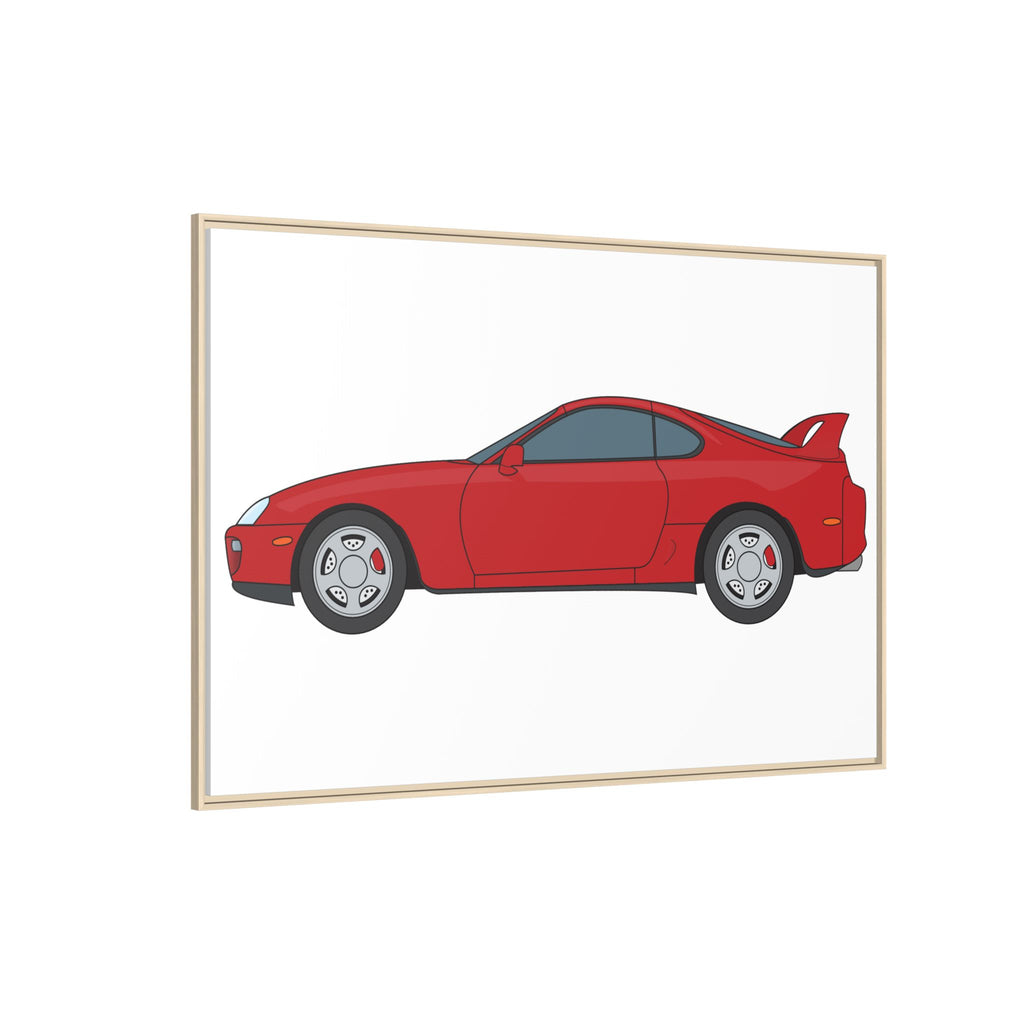 Toyota Supra MK4 Super Red ll Art Print — Framed Matte Canvas Wall Decor