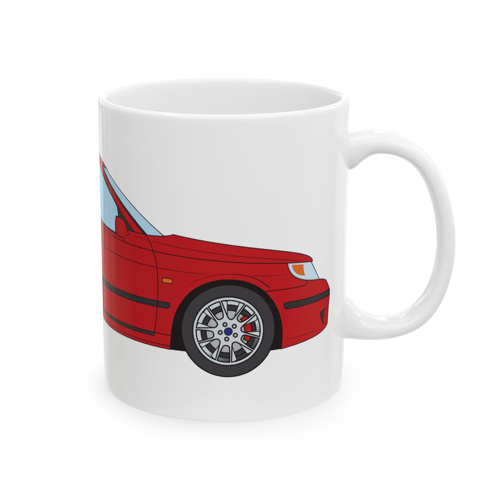 Saab 9-5 OG Aero Wagon Laser Red — Ceramic Mug — Coffee Cup (11oz & 15oz)