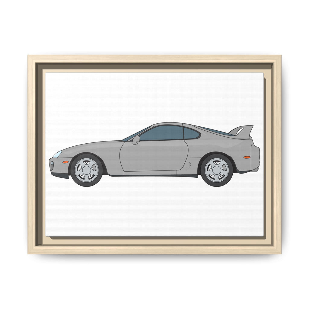 Toyota Supra MK4 Silver Metallic Art Print — Framed Matte Canvas Wall Decor