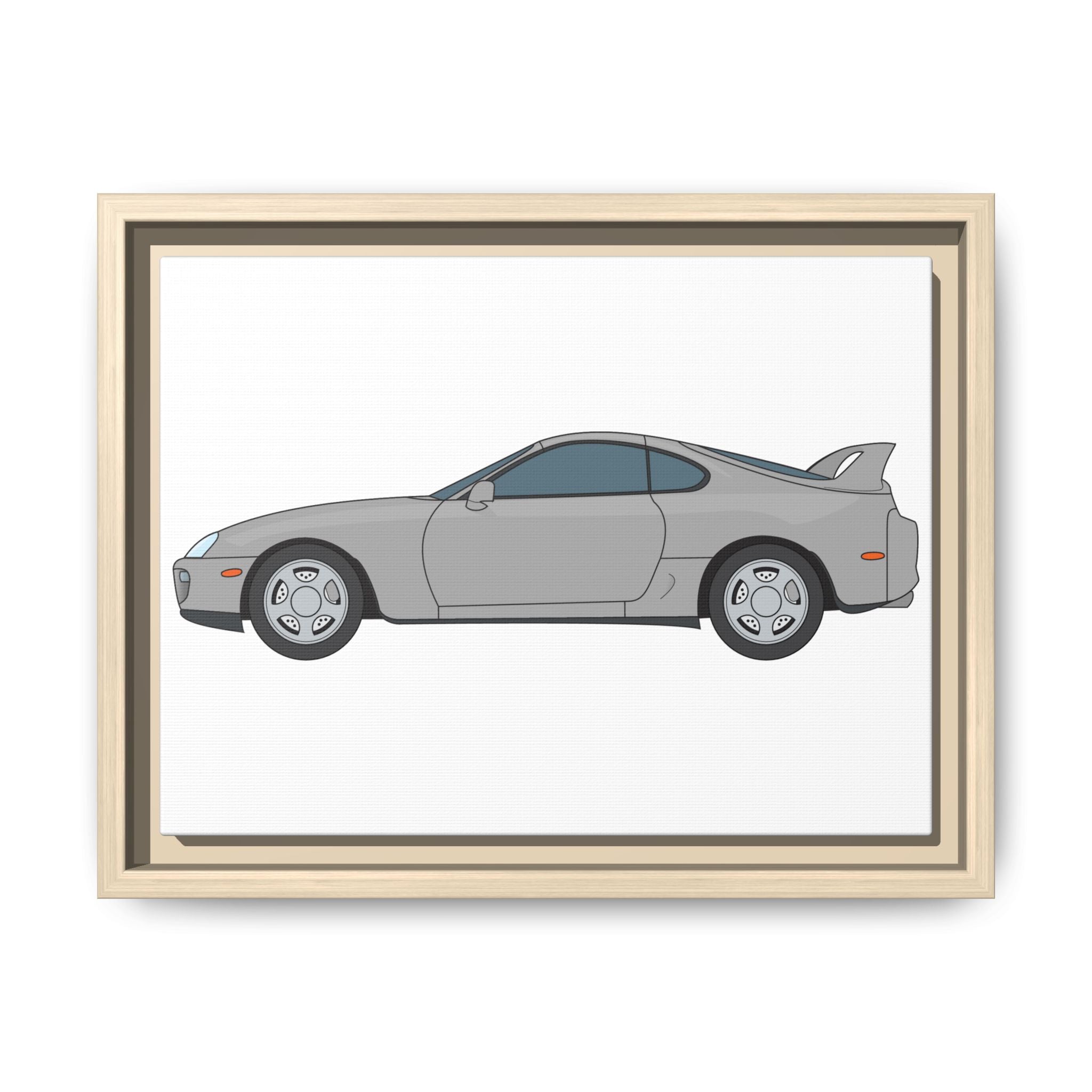 Toyota Supra MK4 Silver Metallic Art Print — Framed Matte Canvas Wall Decor