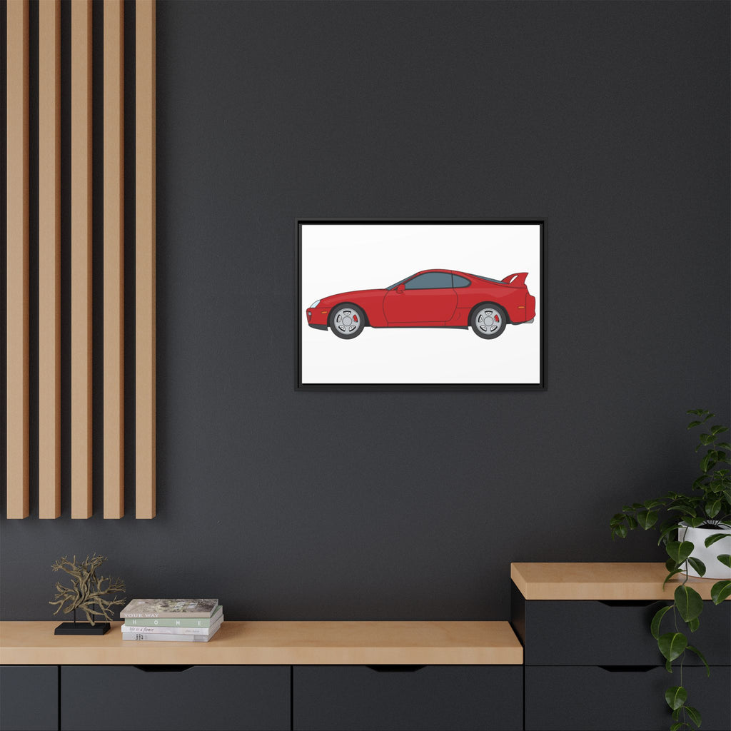Toyota Supra MK4 Super Red ll Art Print — Framed Matte Canvas Wall Decor