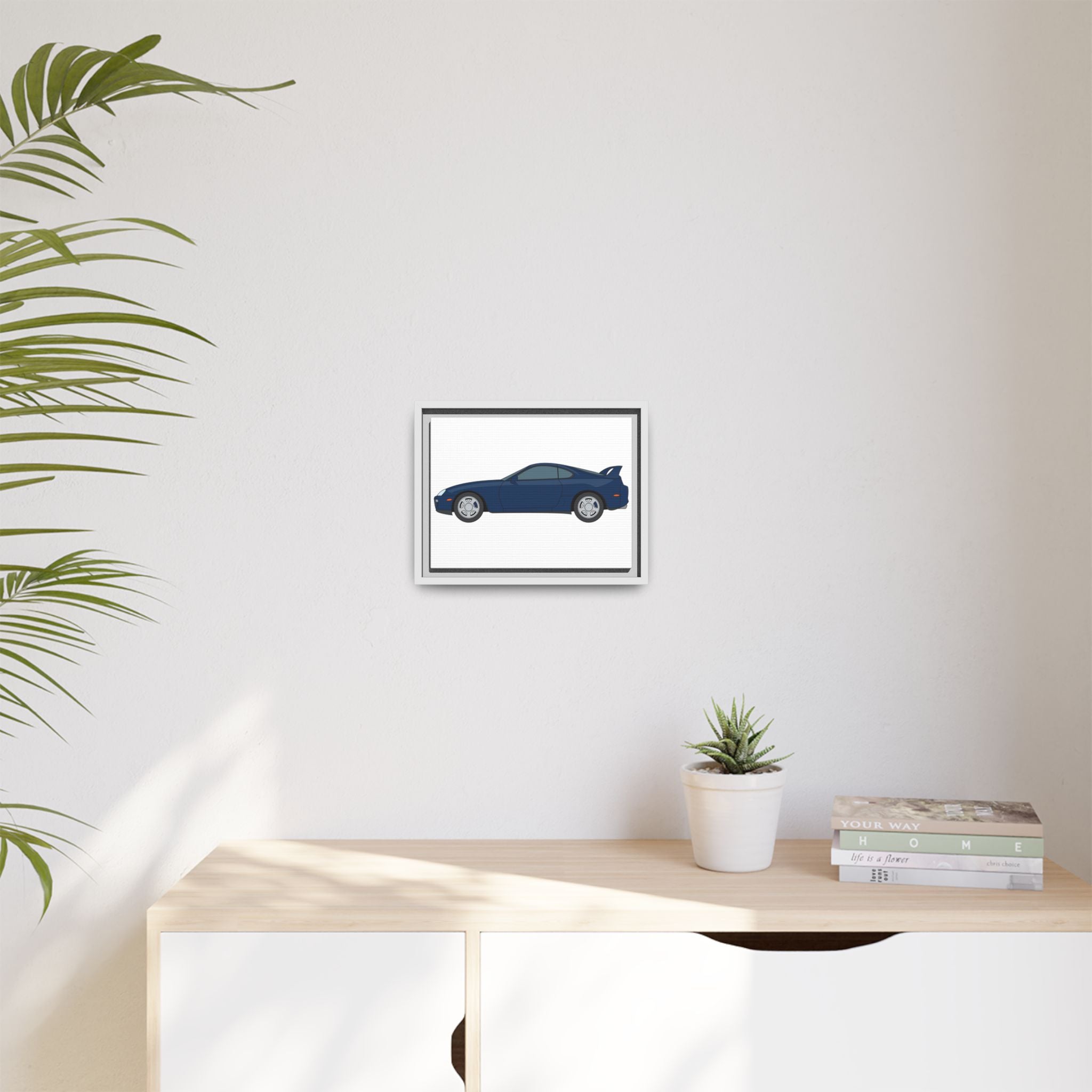 Toyota Supra MK4 Royal Sapphire Art Print — Framed Matte Canvas Wall Decor