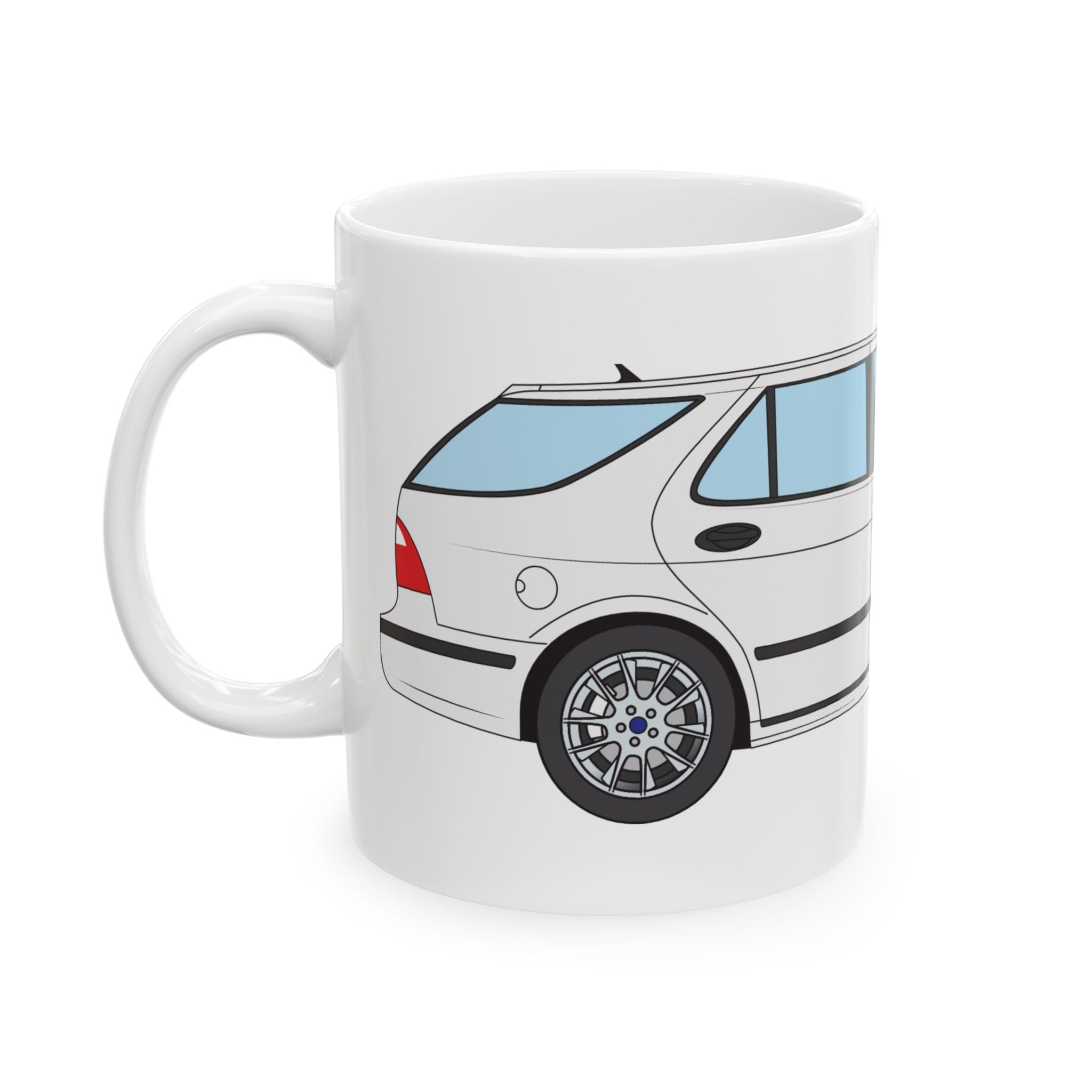 Saab 9-5 OG Aero Wagon Artic White — Ceramic Mug — Coffee Cup (11oz & 15oz)