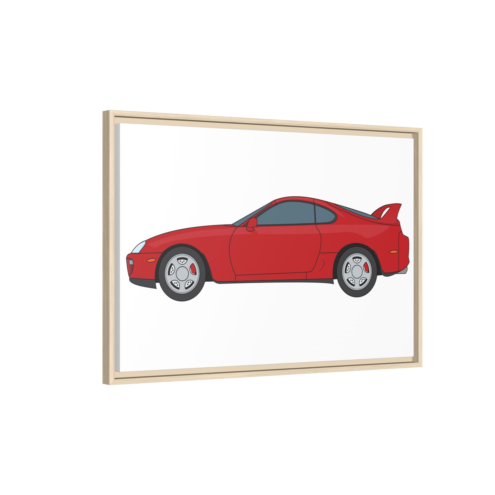 Toyota Supra MK4 Super Red ll Art Print — Framed Matte Canvas Wall Decor