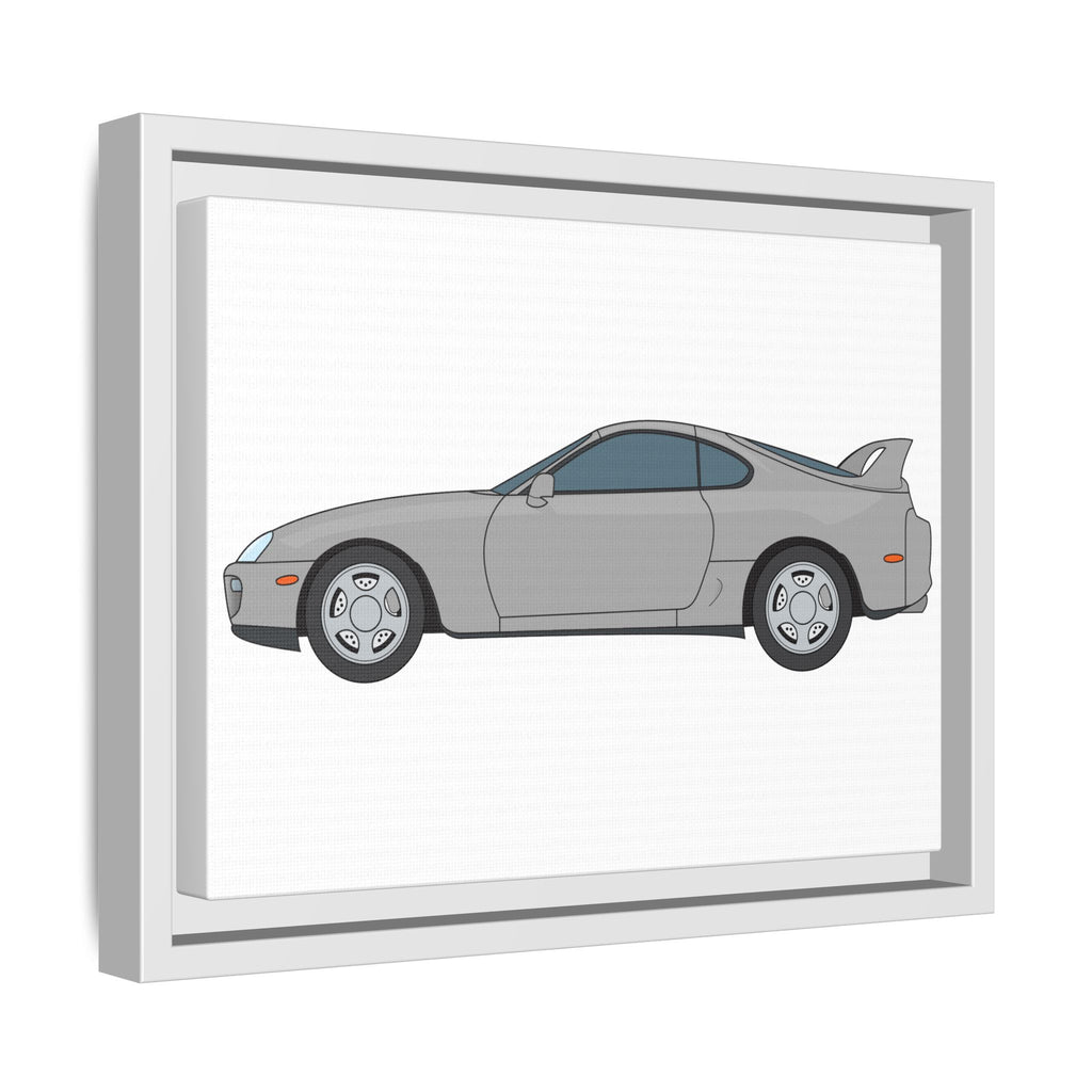 Toyota Supra MK4 Silver Metallic Art Print — Framed Matte Canvas Wall Decor