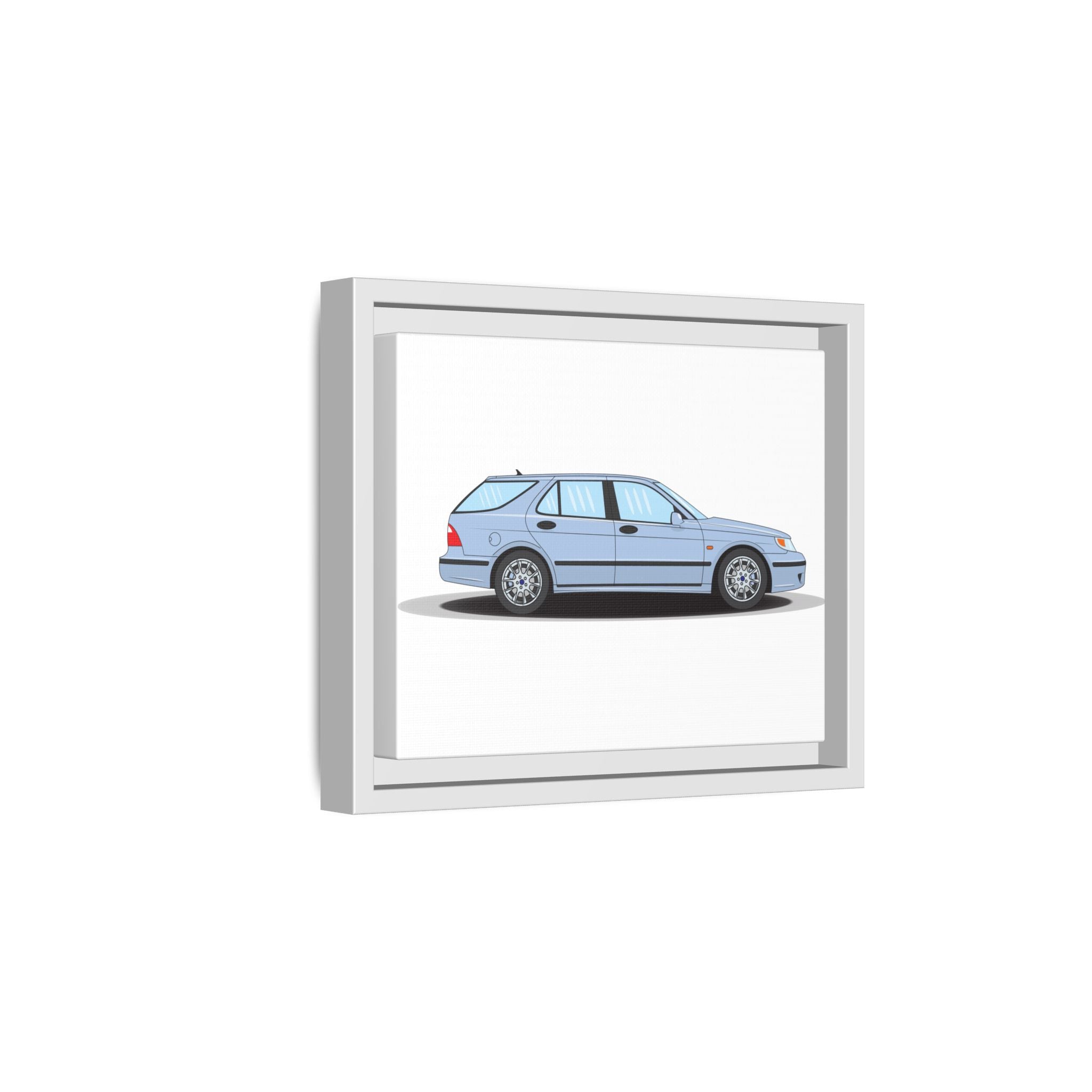 Saab 9-5 OG Aero Wagon Ice Blue Art Print — Framed Matte Canvas Wall Decor