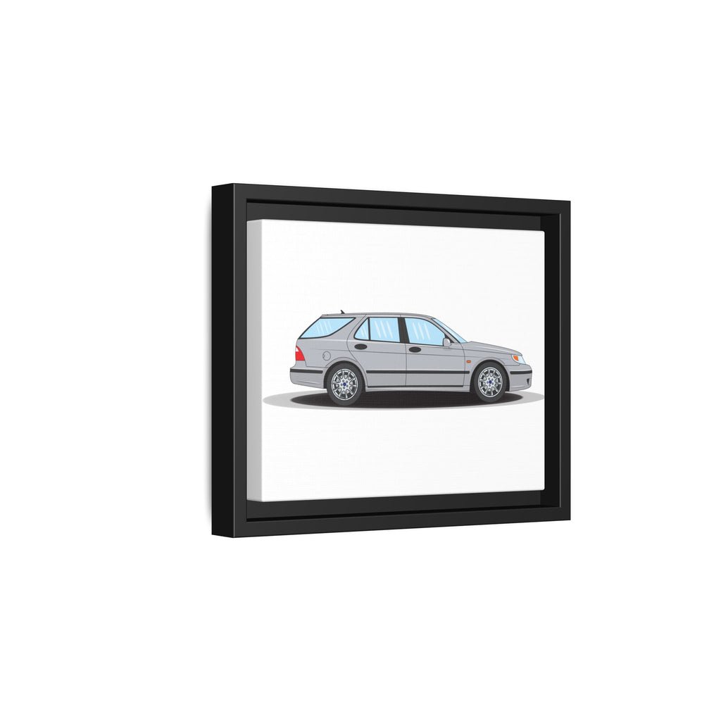 Saab 9-5 OG Aero Wagon Silver Metallic Art Print — Framed Matte Canvas Wall Decor