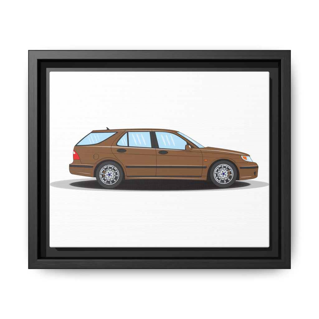 Saab 9-5 OG Aero Wagon Hazelnut Metallic Art Print — Framed Matte Canvas Wall Decor