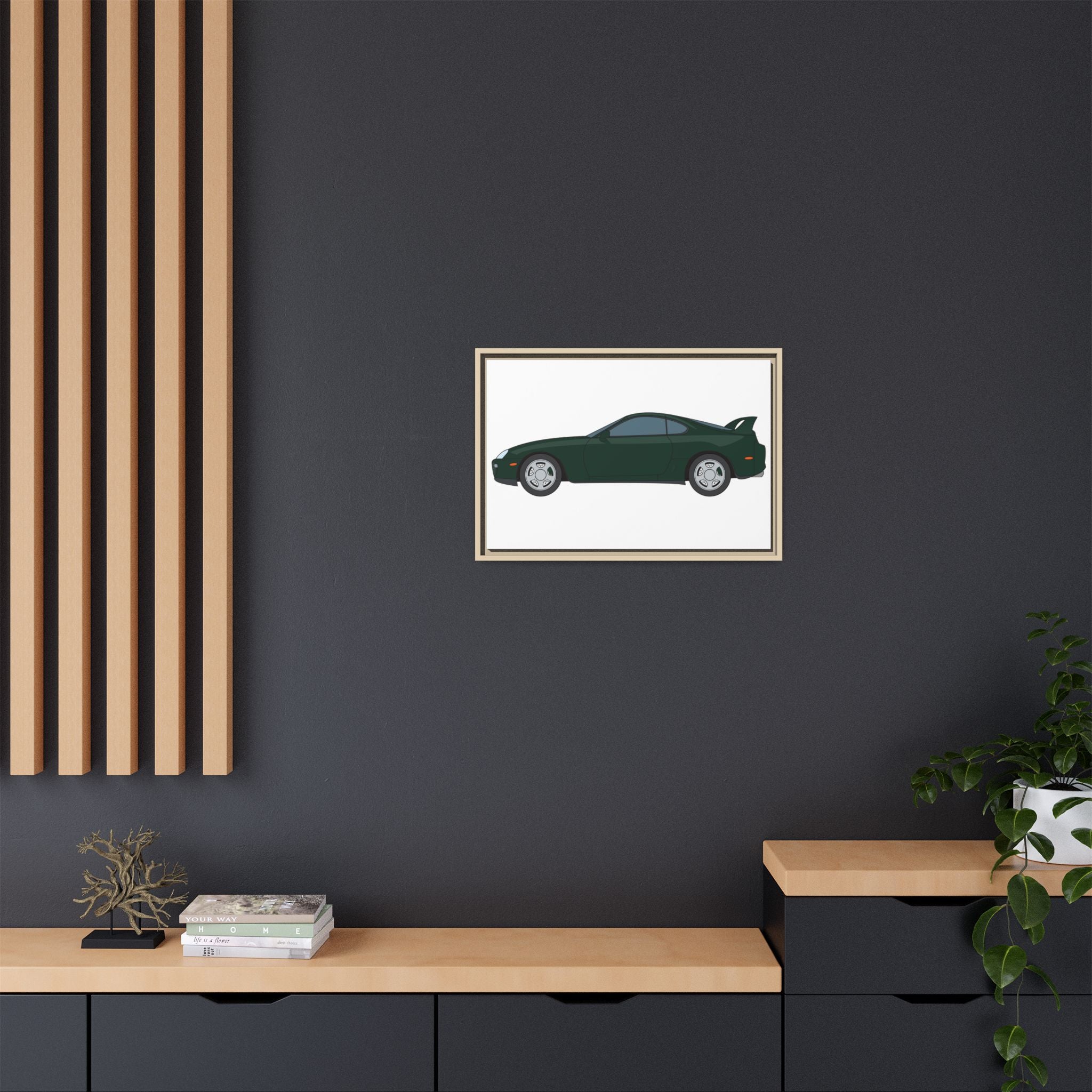 Toyota Supra MK4 Dark Green Mica Art Print — Framed Matte Canvas Wall Decor