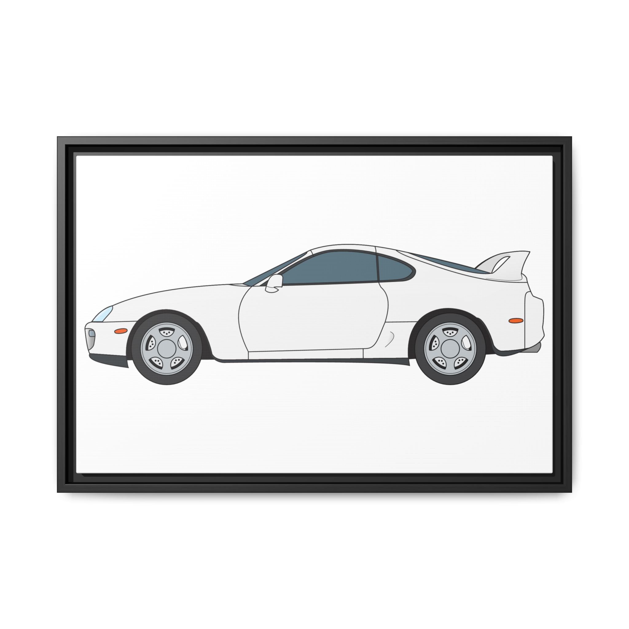 Toyota Supra MK4 Super White ll Art Print — Framed Matte Canvas Wall Decor