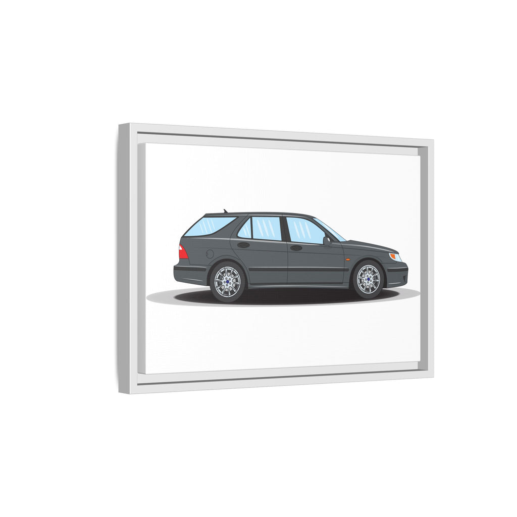 Saab 9-5 OG Aero Steel Grey Art Print — Framed Matte Canvas Wall Decor