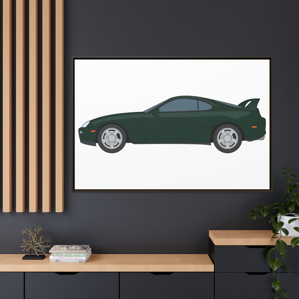 Toyota Supra MK4 Dark Green Mica Art Print — Framed Matte Canvas Wall Decor