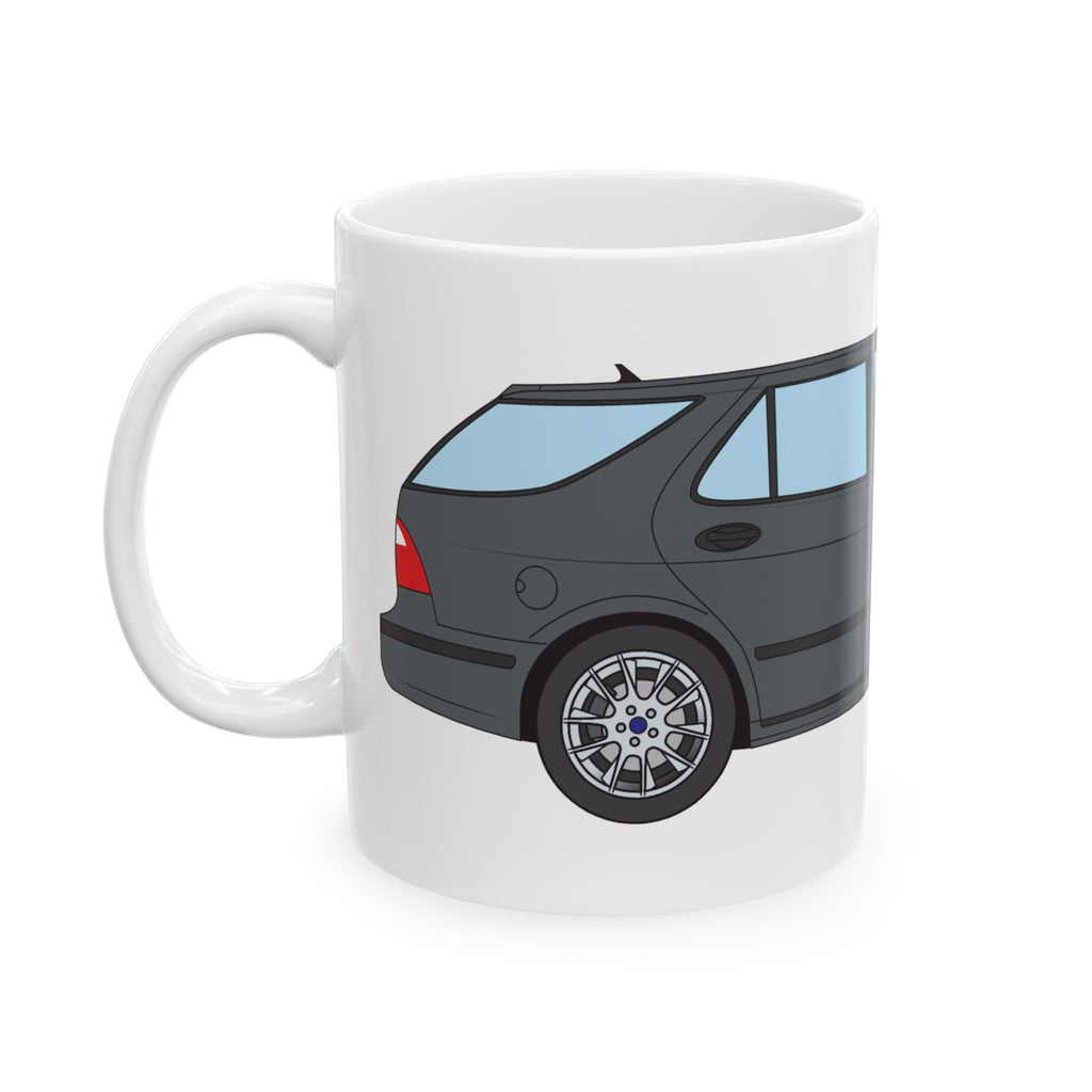 Saab 9-5 OG Aero Wagon Steel Grey — Ceramic Mug — Coffee Cup (11oz & 15oz)
