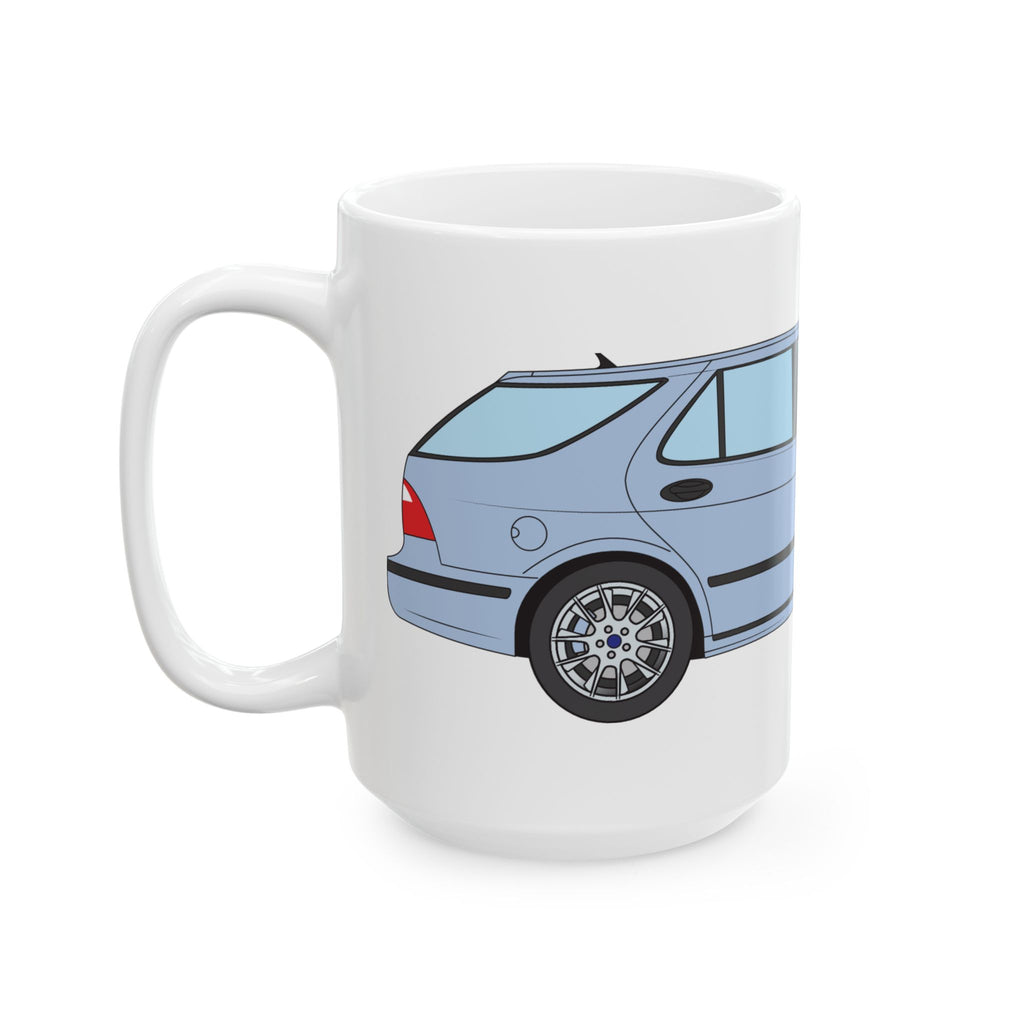 Saab 9-5 OG Aero Wagon Ice Blue — Ceramic Mug — Coffee Cup (11oz & 15oz)