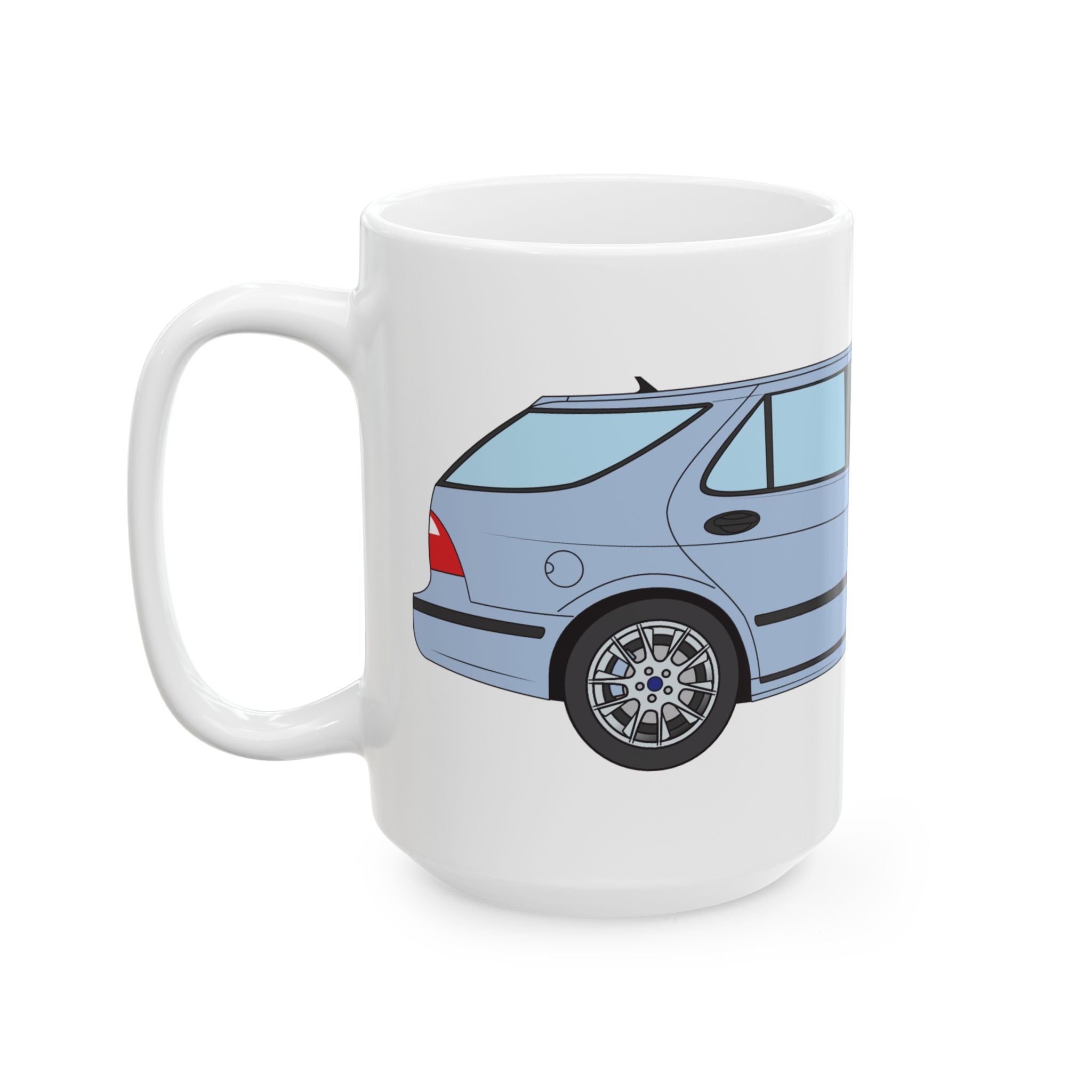 Saab 9-5 OG Aero Wagon Ice Blue — Ceramic Mug — Coffee Cup (11oz & 15oz)