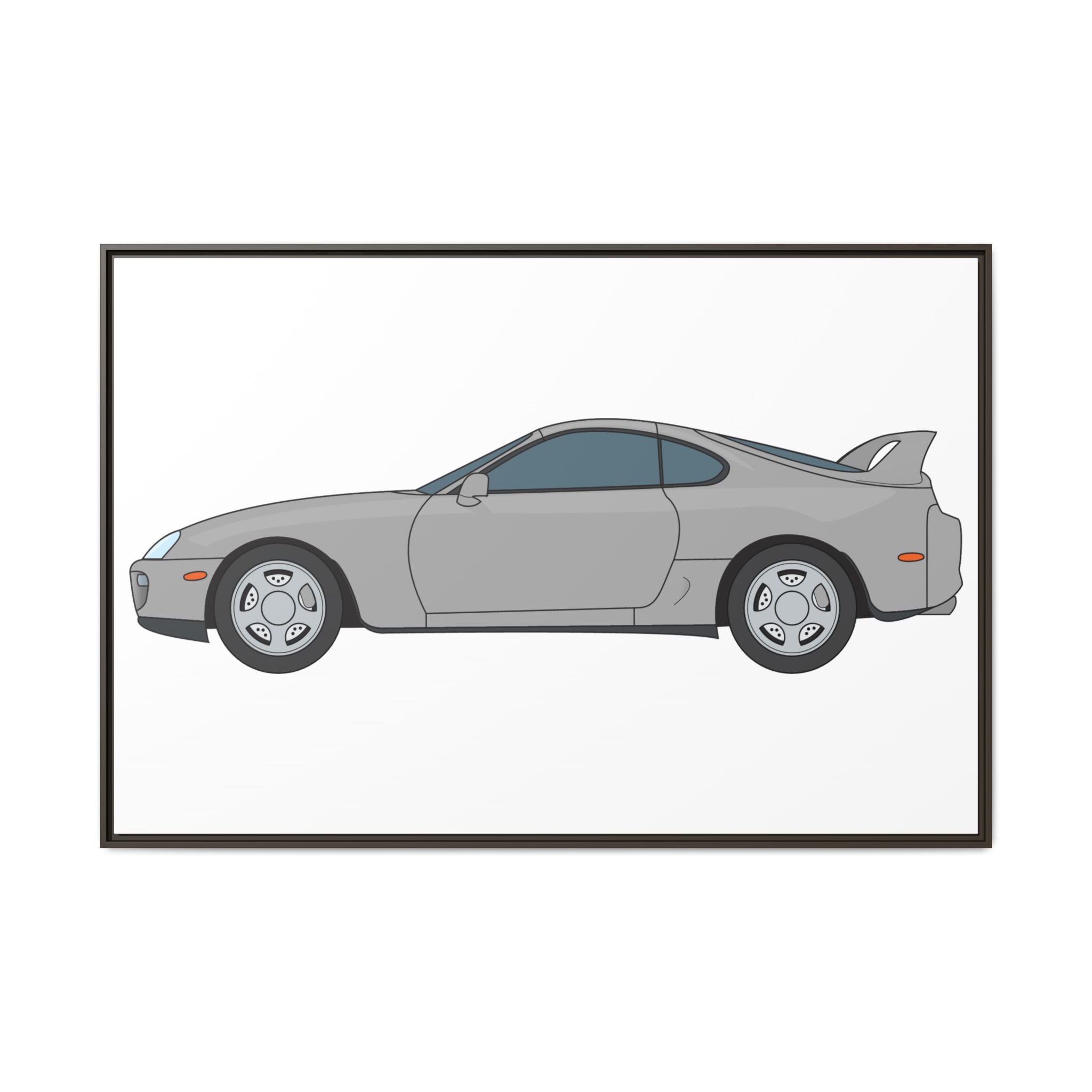 Toyota Supra MK4 Silver Metallic Art Print — Framed Matte Canvas Wall Decor